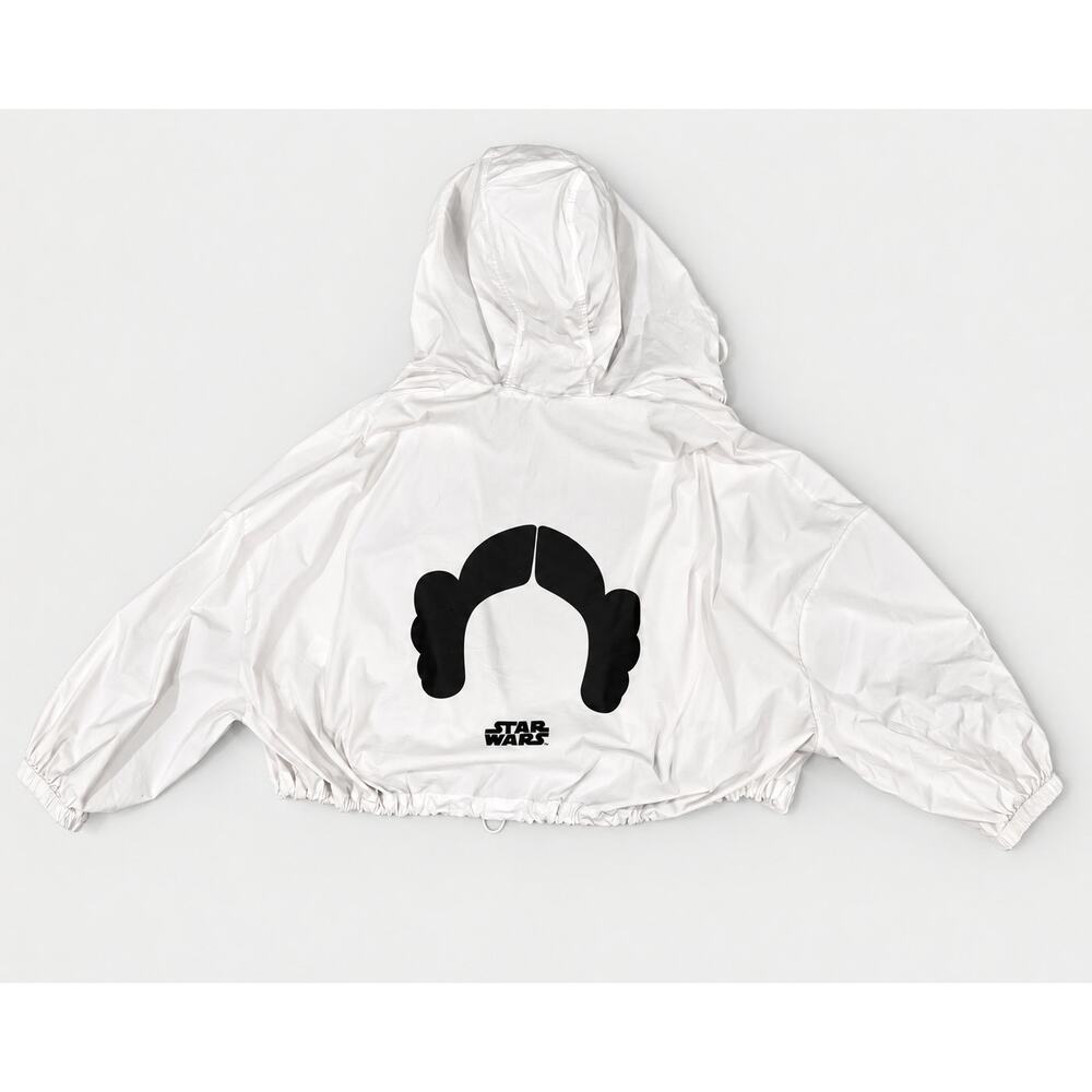 Zara x Star Wars Princess Leia White Hooded Rain Jacket Windbreaker S-M 2019